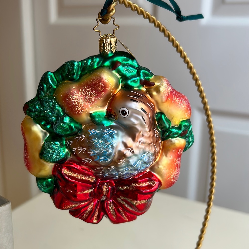 Radko partridge in pear tree wreath ornament